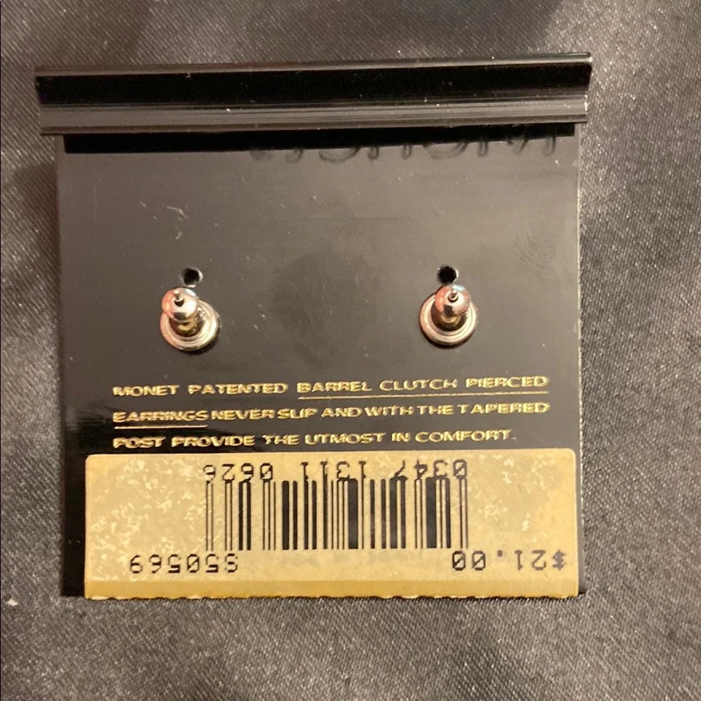 Vintage Monet Silver Stud Earrings - Picture 2 of 3